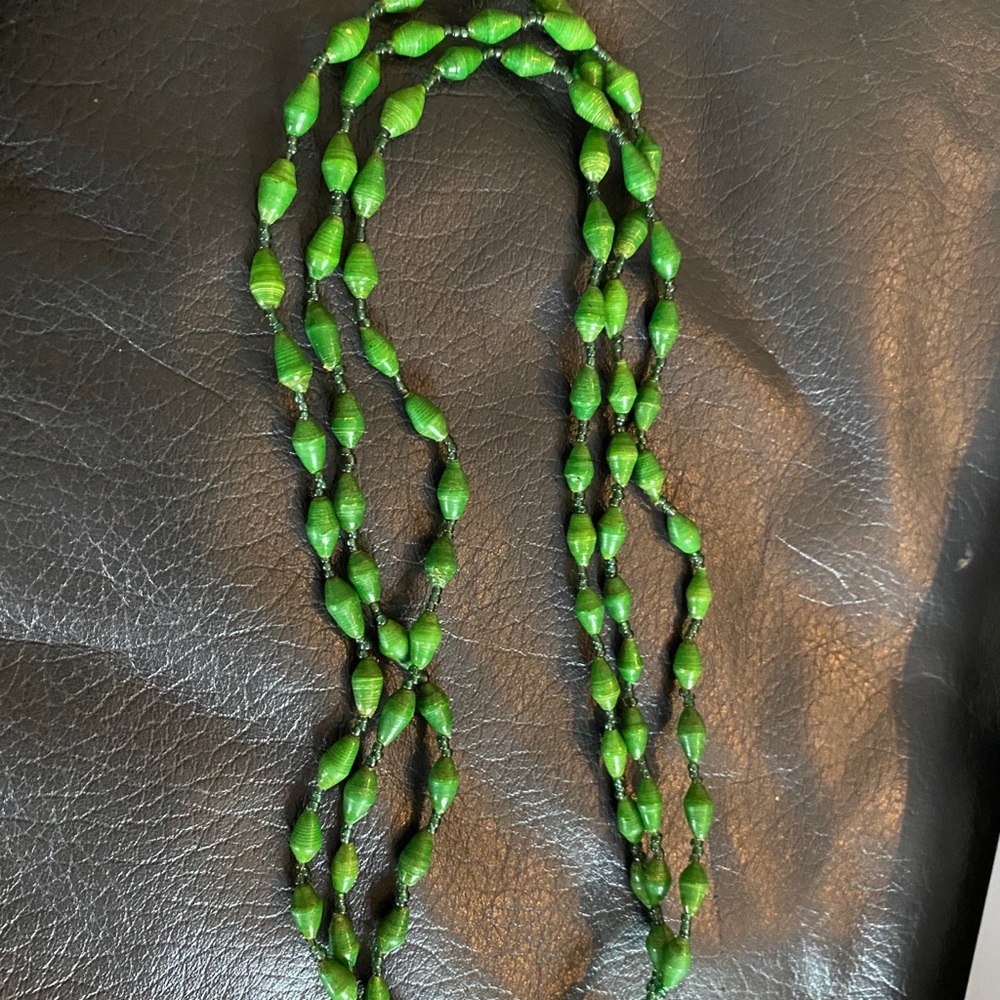 Green bead necklace